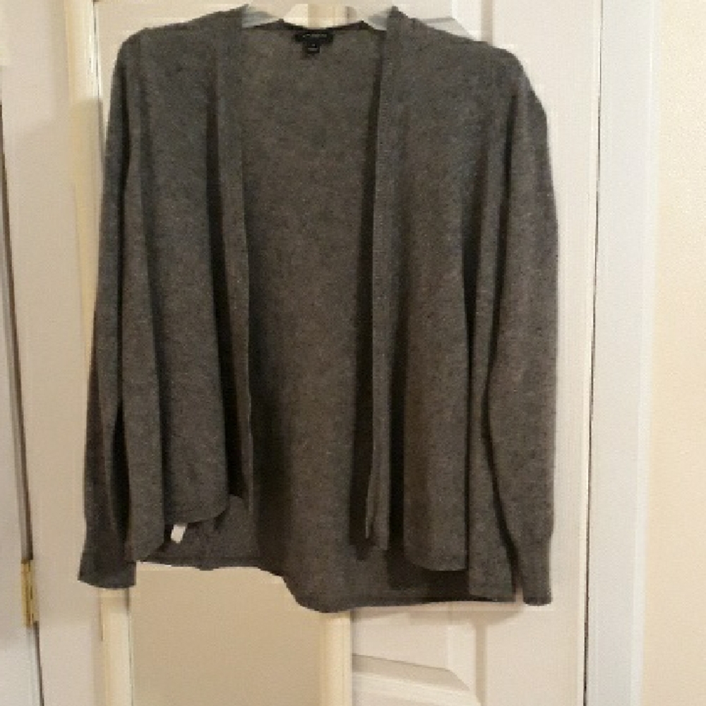 Gray Open Front Cardigan